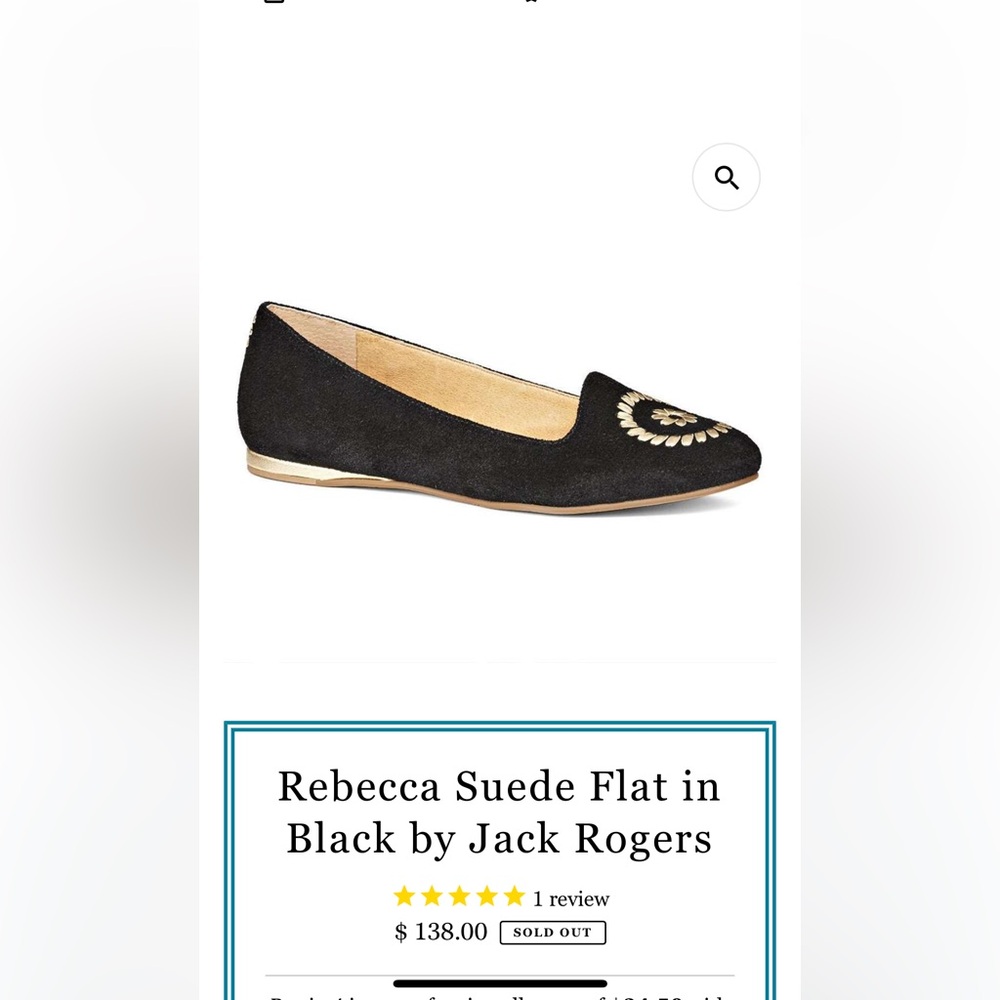 Jack Rogers Black Flats with Gold Accent